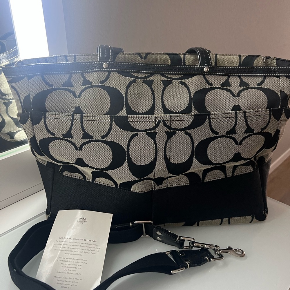 Coach Diaper Bag: Signature Tote in Black and Gray